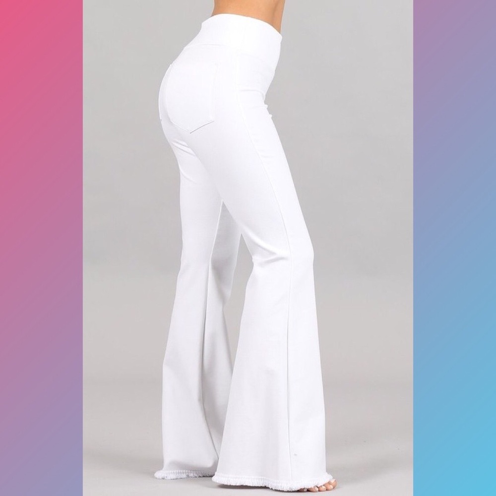 Chatoyant White Cotton Blend Comfy Lounge Yoga Flare